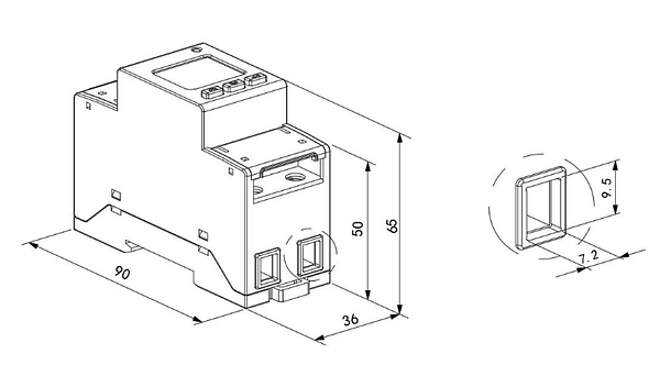 HDL200導軌式單相電能表尺寸圖