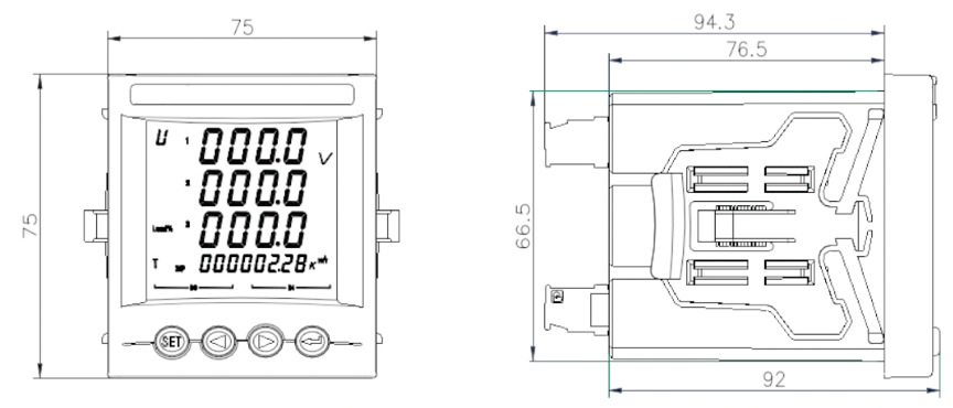PM400多功能集合式電表尺寸圖